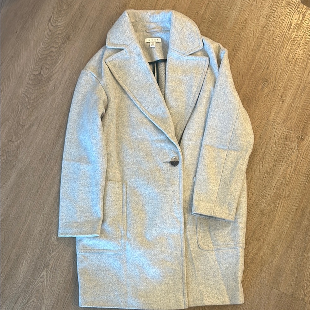 Topshop Gray Trench Coat with Oversized Fit and Long Sleeves